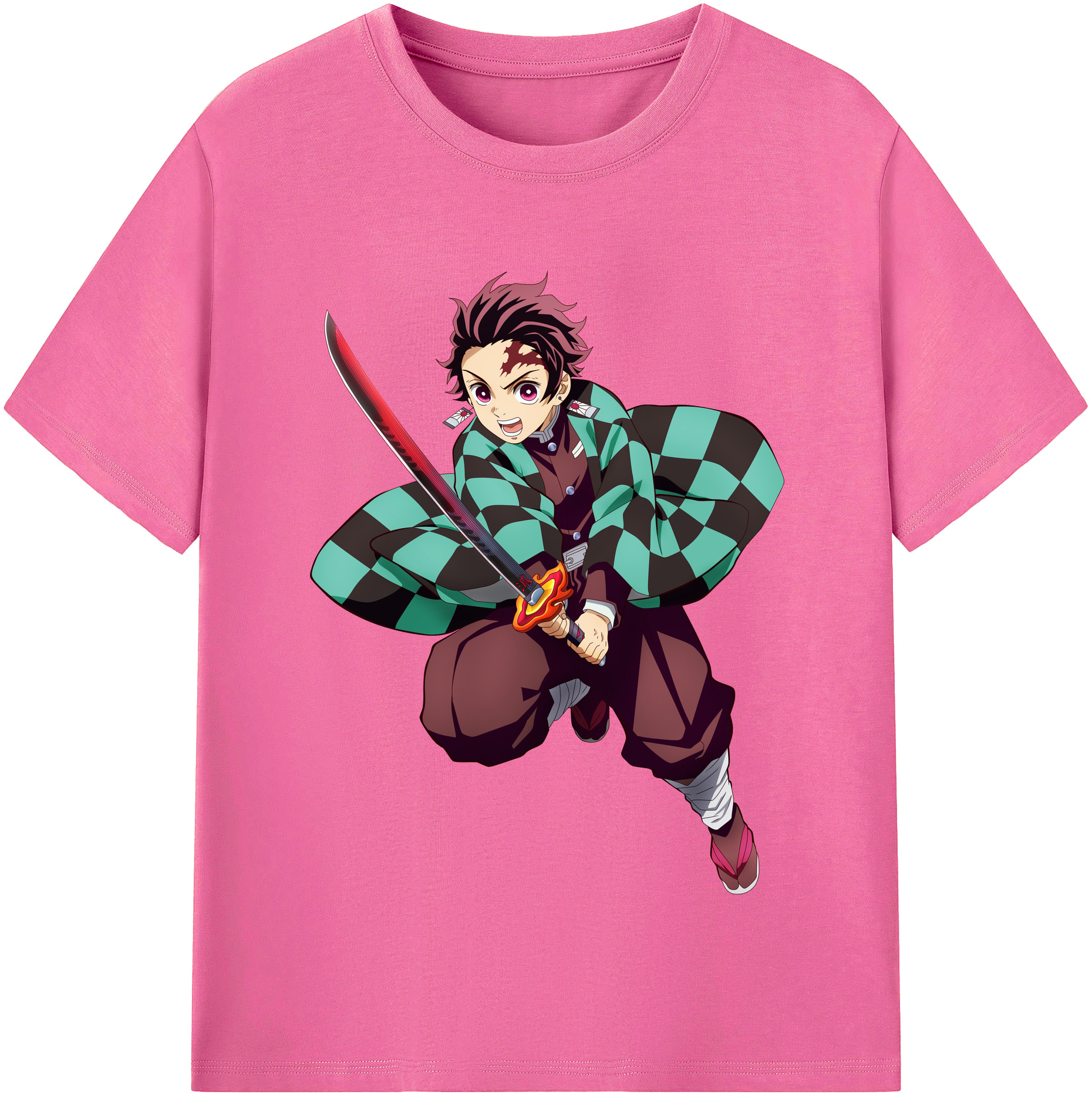 （画像用） 鬼滅の刃 竈門 炭治郎／かまど たんじろう Kamado Tanjirou レディースカジュアルプリントTシャツ（綿100％）